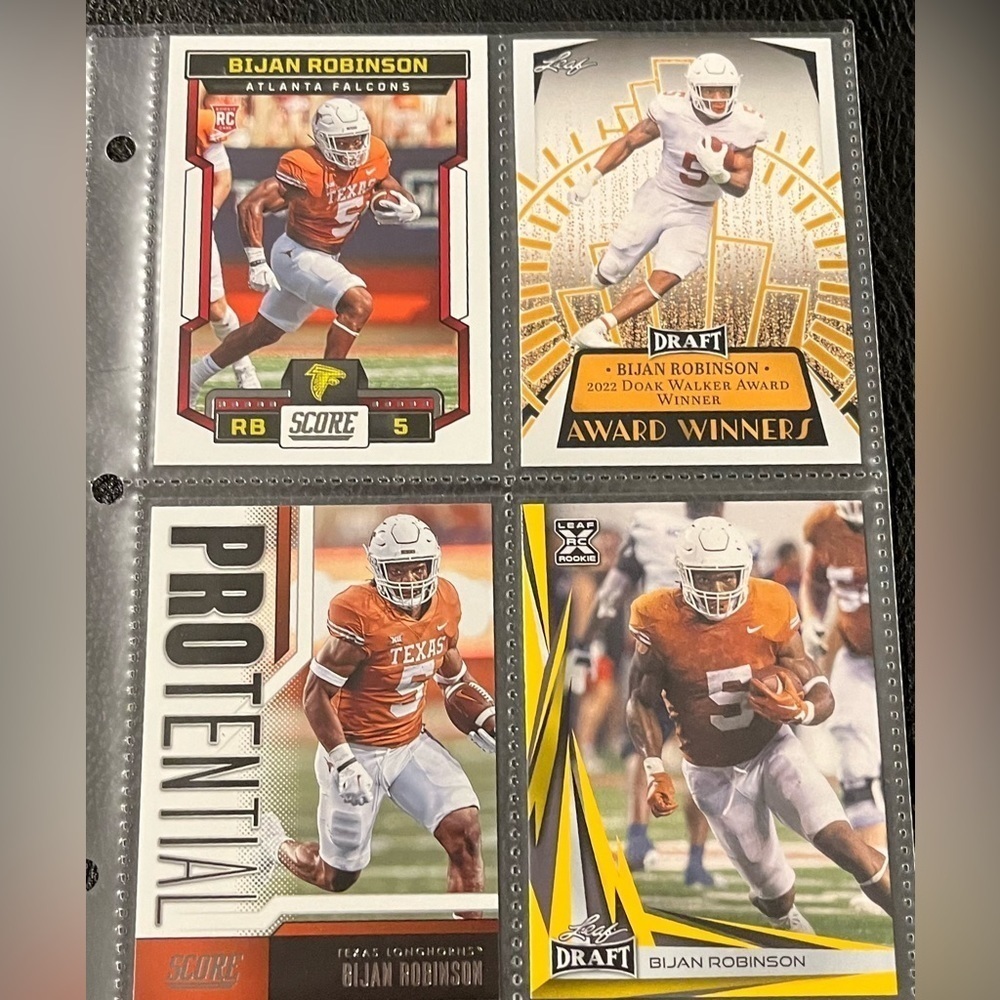 ⭐️🏈 Bijan Robinson 2023 NFL Football Draft Pick RC Cards Qty 4, (TL4)